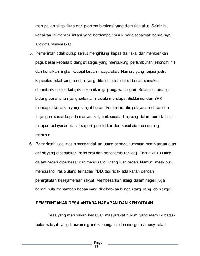 Peranan Dan Kedudukan Pemerintah Kelurahan Dan Pemerintahan Kelurahan