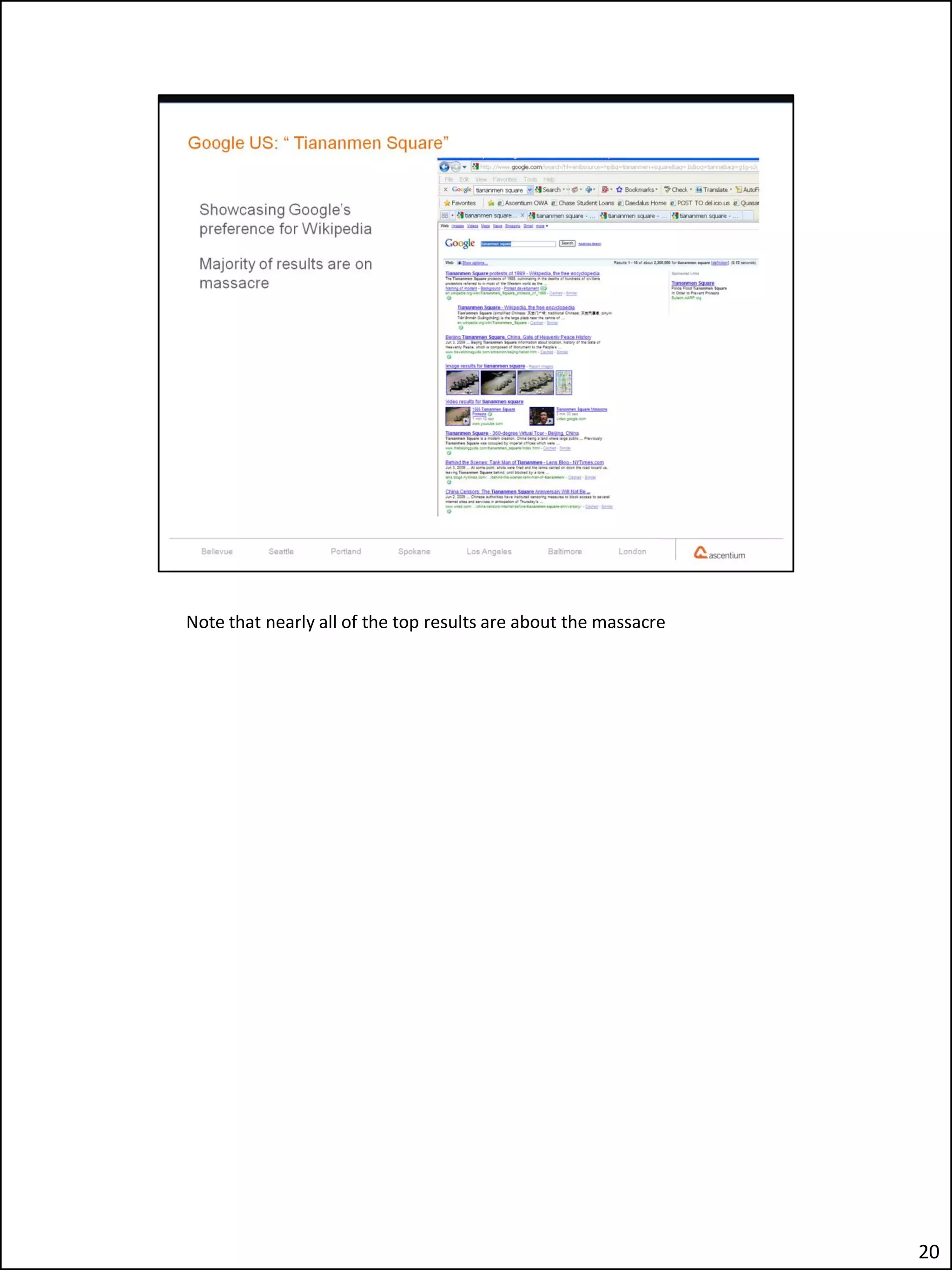 Note that nearly all of the top results are about the massacre




                                                                 20
 