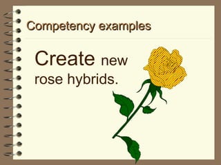 Competency examples Create  new rose hybrids. 