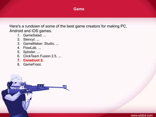 Gamefroot Game Development App Mobile application and Game development | PDF