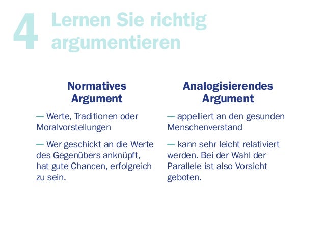 Was Ist Ein Normatives Argument Wie verhandle ich? Strategien der Verhandlungsführung