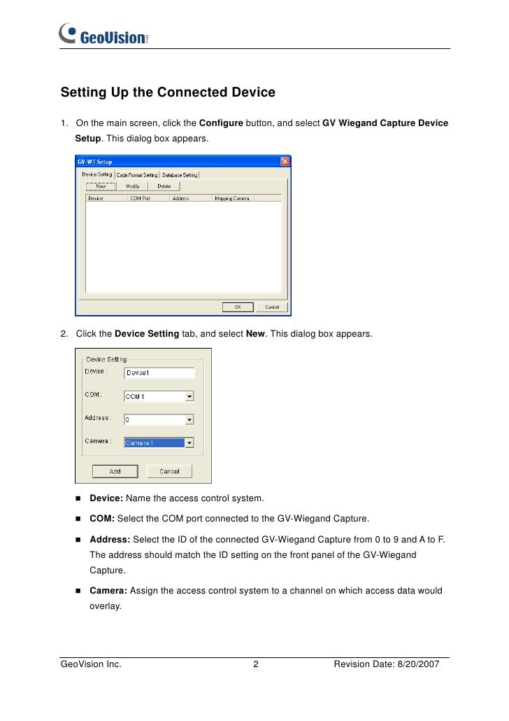 GeoVision Access Control Solutions How to Wiegand settings