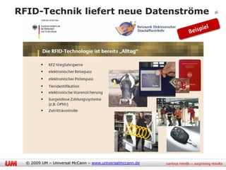 RFID-Technik liefert neue Datenströme                     36




  © 2009 UM – Universal McCann – www.universalmccann.de
 