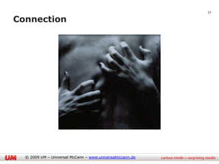 52

Connection




  © 2009 UM – Universal McCann – www.universalmccann.de
 