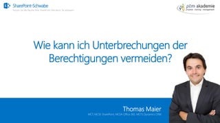 SharePoint-Schwabe
Nutzen Sie alle Räume Ihrer SharePoint Villa bevor Sie anbauen!
Wie kann ich Unterbrechungen der
Berech...