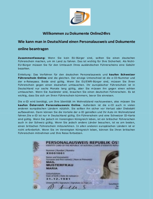 Was Braucht Man Um Einen Personalausweis Zu Beantragen Wie kann man in Deutschland einen Personalausweis und Dokumente online