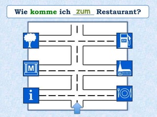 Wie komme ich ______ Restaurant?zum
 