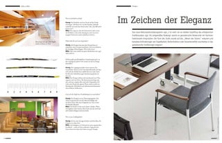 Who is Who                                                                                                                 Product




                                                                             Was ist euch dabei wichtig?

                                                                             Georg: Die Produkte auch im Detail auf den Punkt
                                                                             zu bringen. Oft hören wir von den Kunden „deshalb
                                                                             verkaufen wir auch kein Stück mehr“ oder „das fällt doch
                                                                                                                                          Im Zeichen der Eleganz
                                                                             keinem auf “.
                                                                             Mike: Das mag sein, aber der Konsument spürt, wenn
                                                                             ein Produkt in sich nicht stimmig ist, auch wenn sie’s          Das neue Mehrzweckstuhlprogramm sign_2 ist mehr als ein bloßes Facelifting des erfolgreichen
                                                                             mangels Fachwissen nicht artikulieren können.                   Stuhlklassikers sign. Als zeitgemäßes Redesign vereint es gestalterische Modernität mit höchsten
                                                                                                                                             funktionalen Ansprüchen: Die Form des Stuhls wurde auf das „Wesen des Sitzens“ reduziert und
                                                                             Woher holt ihr euch eure Inspiration?
                                         Shopdesign von arge 2 für Pupille                                                                   komplexe Anforderungen wie Stapelbarkeit, Reihenfunktion oder Variantenvielfalt unscheinbar in das
                                         Optik in Schwaz in Tirol
                                                                             Georg: Als Designer hat man den Drang Neues zu                  gestalterische Stuhlkonzept integriert.
                                                                             entdecken, neue Grenzen auszuloten. Das ist ein Prozess
                                                                             des ständigen Hinterfragens: Wie wirkt etwas?
                                                                             Mike: Man muss einfach ein guter Beobachter sein, egal
                                                                             wann und wo.


                                                                             Welche großen gesellschaftlichen Veränderungen gab es in
                                                                             den vergangenen Jahren? Wie macht sich das im Design
                                                                             bemerkbar?

                                                                             Georg: Die vergangenen Jahre waren intensiv. Ein
                                                                             wesentliches Thema ist die Umweltproblematik und dass
                                                                             sich auch die Politik ihrer endlich bewusst wird. Auch
                                                                             die Bereiche Globalisierung/Lokalisierung spielen da
                                                                             mit rein.
                                                                             Mike: Das Design entfernt sich zunehmend vom Über­
                                                                             zogenen und vom Protz. Die Konzentration liegt nun
                                                                             eher auf einer simplen Idee, auf mehr Originalität. Die
                                                                             Liebe zum Detail, die eigenen Werte stehen wieder im
                                                                             Mittelpunkt. Ehrlichkeit und Authentizität bekommen
                                                                             einen höheren Stellenwert.


                                                                             Lässt sich der Kopf eines Produktdesigners je ausschalten?

                                                                             Georg: Ein Designer ist ein Überzeugungstäter. Die
                                                                             Arbeit ist genussvoll, reizvoll. Man beschäftigt sich
                                                                             mit dem Leben, lebt seine Neugierde aus. Das ist kein
                                                                             40-Stunden-Bürojob.
                                                                             Mike: Die Psyche ist aber auch damit verhaftet. Wenn
                                                                             ein Ergebnis nicht stimmt, dann kann sich das auch mal
                                                                             aufs Gemüt schlagen und man leidet.


                                                                             Was ist euer Lieblingsbuch?




                                                                                                                                                                                                                                                   © ideenwerk GmbH/Ludwig Rosenlechner
                                                                             Georg: Ich lese eher Kurzgeschichten und Novellen, für
                                                                             Längeres ist selten Zeit.
                                                                             Mike: Am häufigsten in Gebrauch ist mein vegetarisches
                                                                             Kochbuch – wobei ich kein militanter Vegetarier bin.
            Das Design der Pommesboutique in München entstand in             Gutes Essen bereichert das Leben wie gutes Design.
            Kooperation von arge 2 mit dem Architekten Martin Schmöller.



6 contact                                                                                                                                                                                                                                   contact 7
 