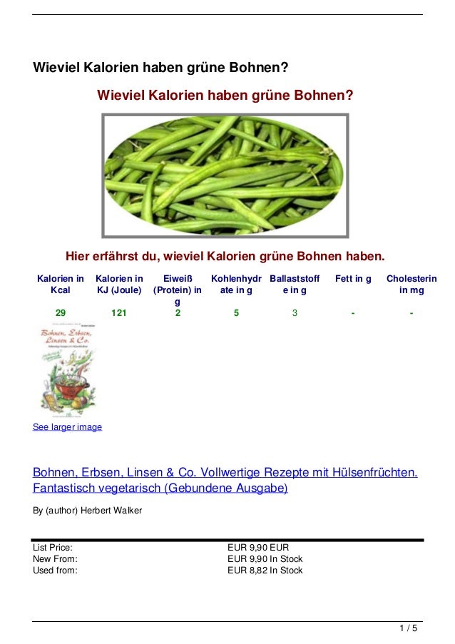 Wieviel Kalorien haben grüne Bohnen?