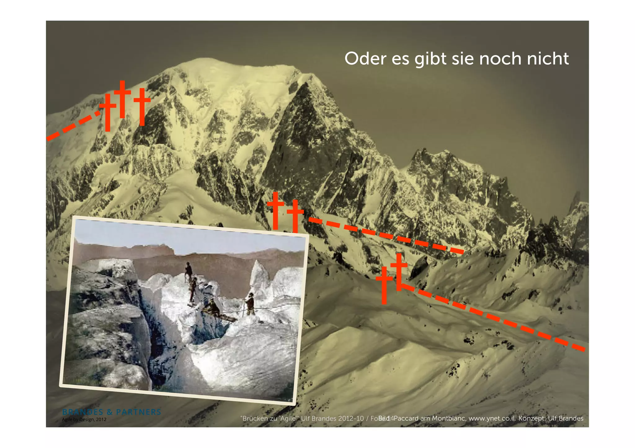 Oder es gibt sie noch nicht


            †††

                                                                ††
                                                                                                   ††

BRANDES & PARTNERS
BRANDES & PARTNERS
Wir by Design, 2012
Agile unterstützen    veränderungsbereite Entscheider.   "Brücken zu 'Agile'" Ulf Brandes 2012-10 / Folie 14Paccard am Montblanc, www.ynet.co.il. Konzept: Ulf Brandes
                                                                                                      Bild:
 