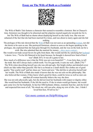 Wife Of Bath Essay | PDF