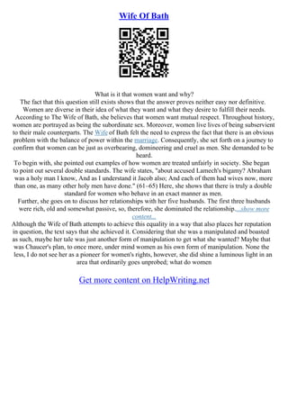 Wife Of Bath Essay | PDF
