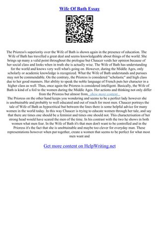 Wife Of Bath Essay | PDF