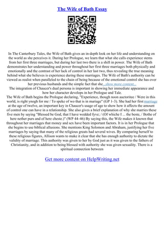 Wife Of Bath Essay | PDF