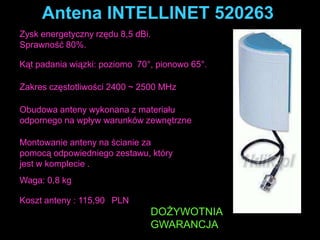  Zysk kierunkowy mówi nam o tym ile razy należy zwiększyć 	moc wypromieniowaną przy przejściu od anteny 	kierunkowej do wzorcowej, aby otrzymać to samo 	natężenie pola.