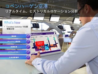 • Location Analytics で位置
情報分析

警備員
チェックイン誘導員
税関係員
トラフィックフロー
広告設置場所

© 2013 Cisco and/or its affiliates. All rights reserved.

Cisco Confidential

67

 