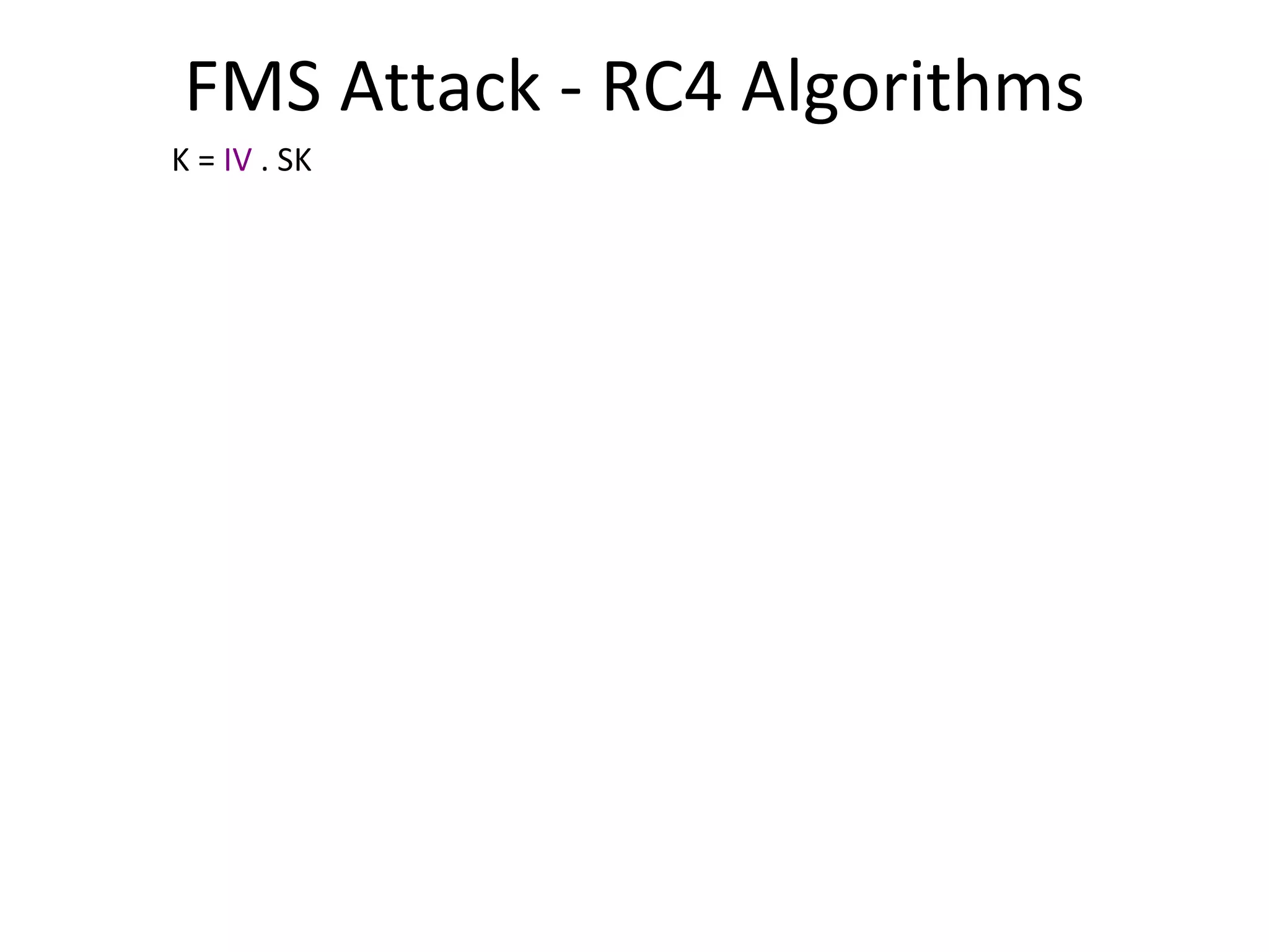 FMS Attack - RC4 Algorithms K =  IV  . SK 