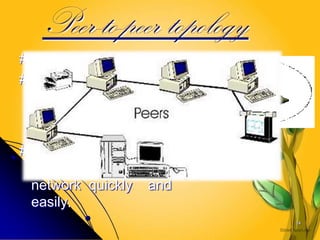 Peer-to-peer topology
# AP is not required.
# Client devices within a
  cell can communicate
  directly with each
  other.
# It is useful for setting
  up of a wireless
  network quickly and
  easily.
                             14
 