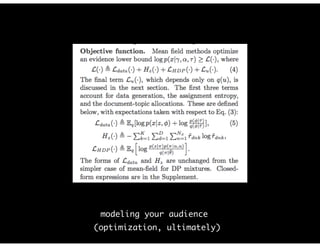 modeling your audience
(optimization, ultimately)
 