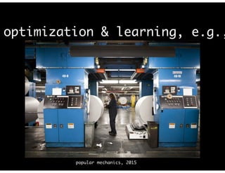 optimization & learning, e.g.,
popular mechanics, 2015
 