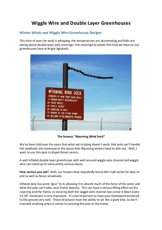 Wiggle Wire And Double Layer Greenhouses