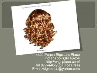 7540 Peach Blossom Place 
Indianapolis,IN 46254 
http://wigsplace.com/ 
Tel 877-446-2067(Toll Free) 
Email:wigsplace@yahoo.com 
