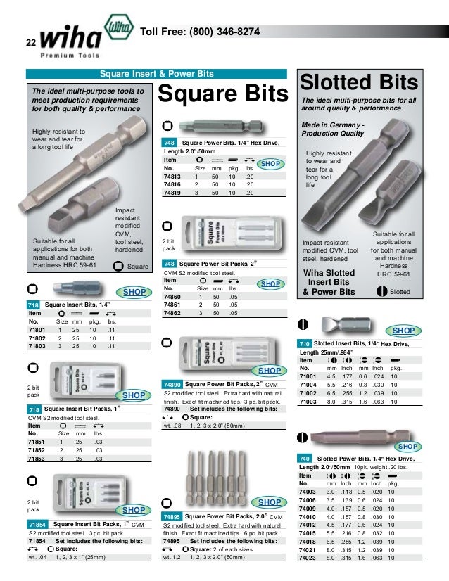 Wiha Bits Catalog