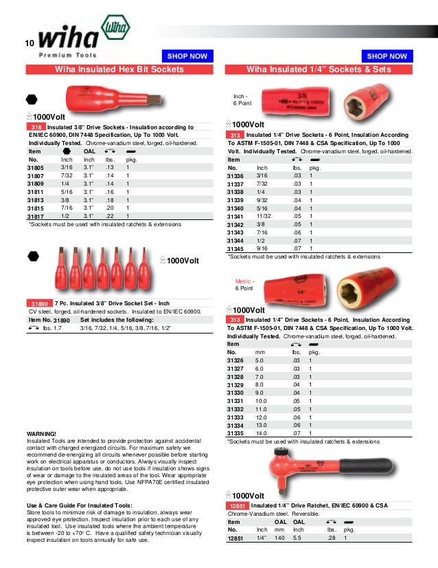 5.5/" Wiha 12851 Insulated 1//4/" Drive Ratchet