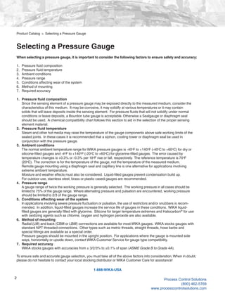 Wika Pressure and Temperature Measurement Product Catalog | PDF