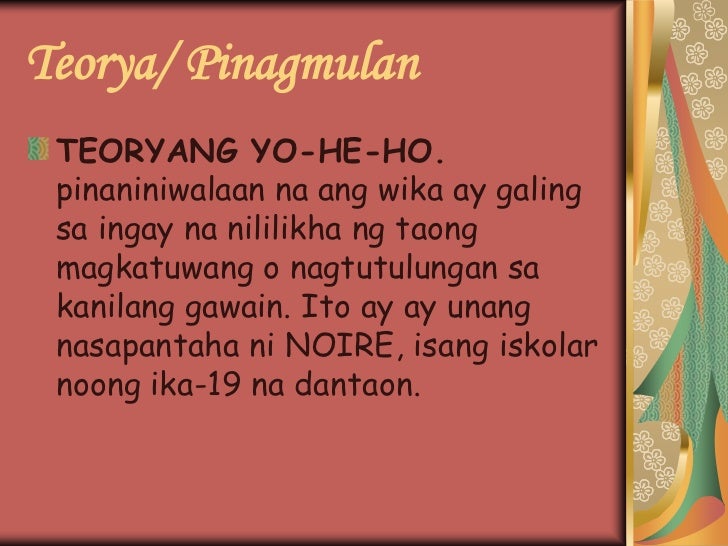 Ano Ibig Sabihin Ng Teorya Wika teorya