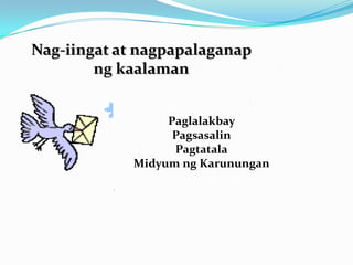 Nag-iingat at nagpapalaganap
        ng kaalaman


                 Paglalakbay
                  Pagsasalin
                  Pagtatala
            Midyum ng Karunungan
 