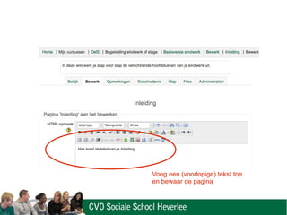 Voeg een (voorlopige) tekst toe
en bewaar de pagina
 