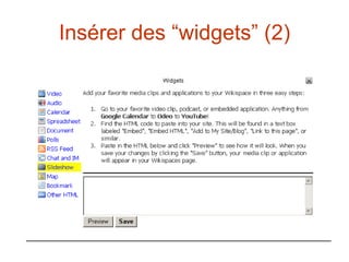 Insérer des “widgets” (2) 