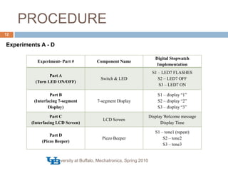 Status gesture to indicate operationPROCEDUREExperiments A - DUniversity at Buffalo, Mechatronics, Spring 201012
