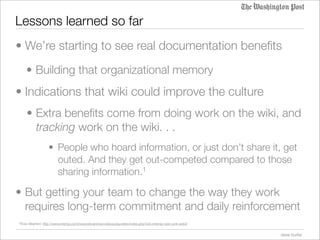Wiki workspace pilot update