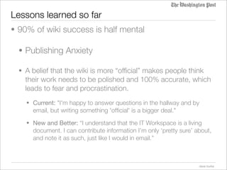 Wiki workspace pilot update
