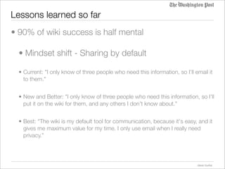Wiki workspace pilot update