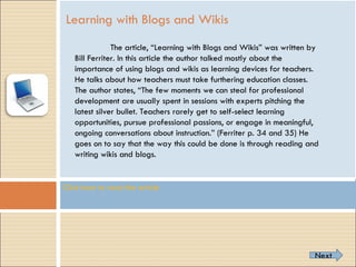 Wiki And Blogs | PPT | Internet for Beginners | Internet