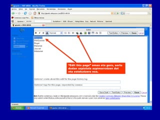 “ Edit this page” eman eta gero, sortu dudan azpiatala azpìmarratzen dut eta estekatzera noa. 