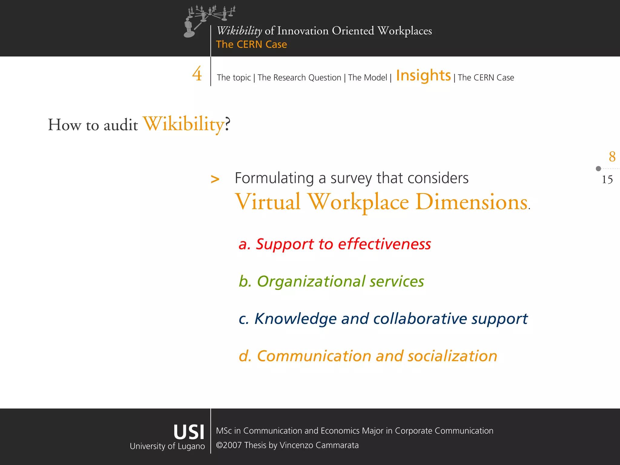 Wikibility of Innovation Oriented Workplaces - The CERN Case