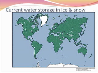 Current water storage in ice & snow Reproduced from National Geographic WORLD (February 1977, no. 18, p. 6) with permission  http://ga.water.usgs.gov/edu/earthglacier.html 