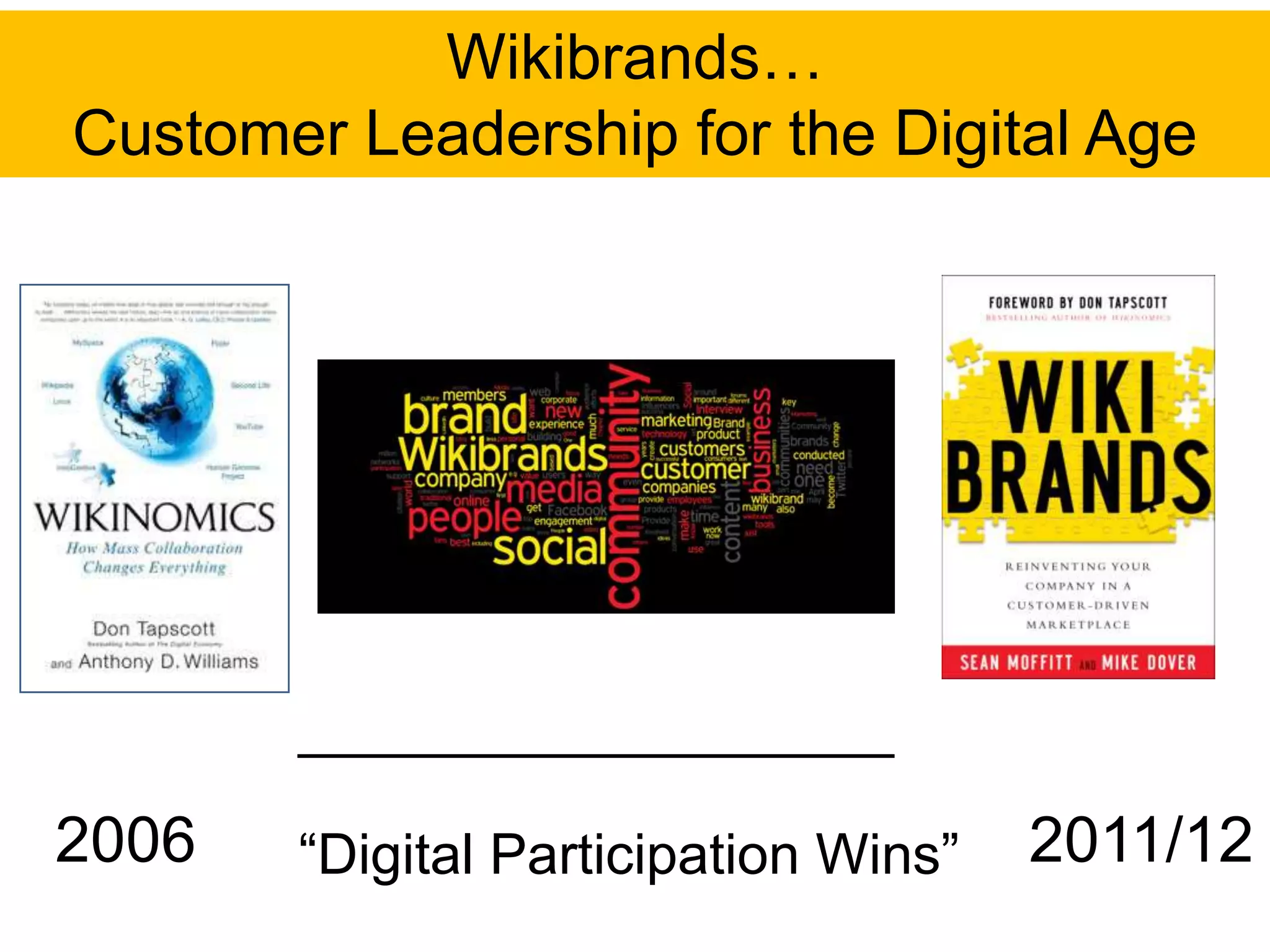 Wikibrands…
Customer Leadership for the Digital Age




       ___________________

2006   “Digital Participation Wins”   2011/12
 