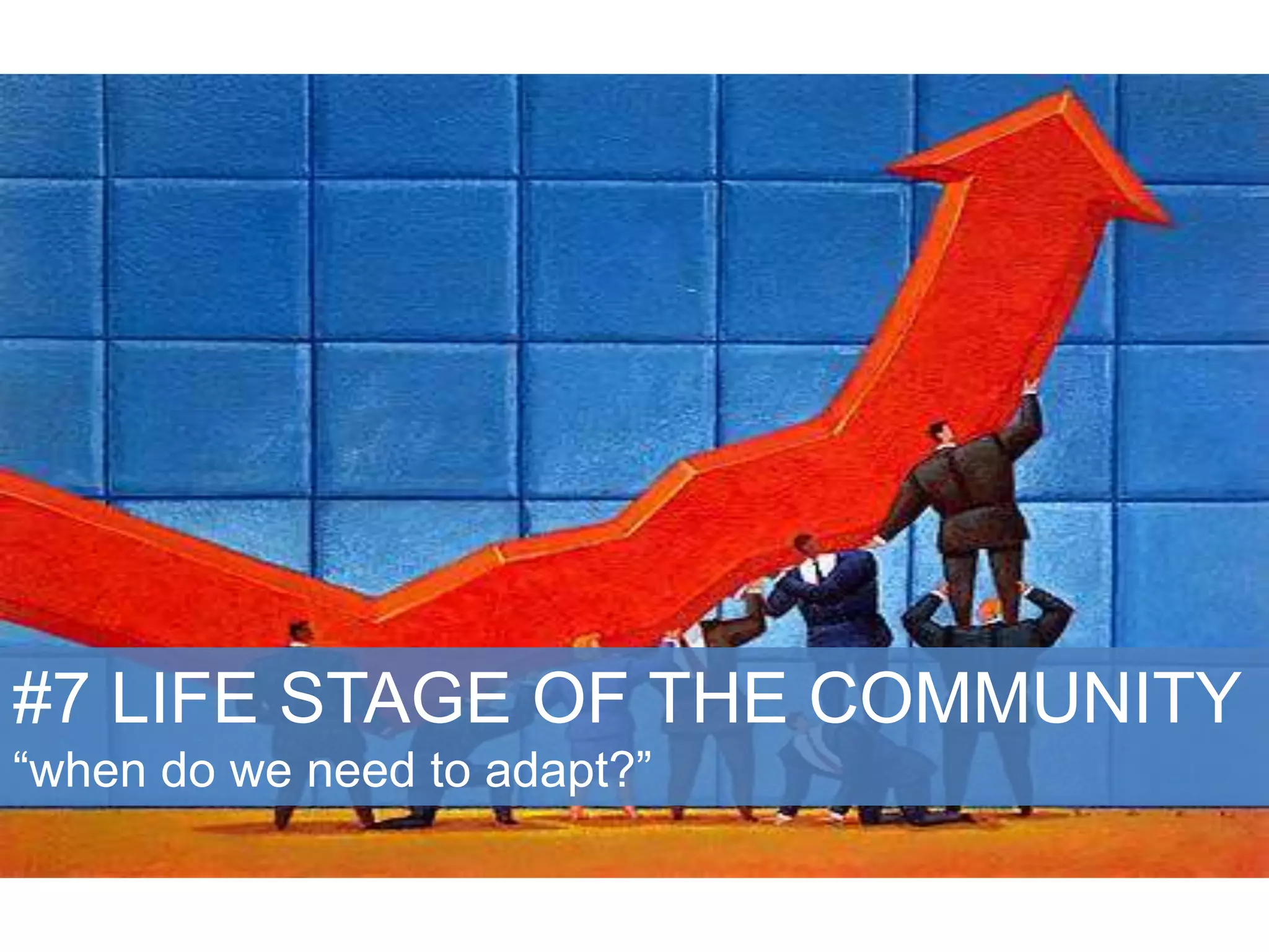 #7 LIFE STAGE OF THE COMMUNITY
“when do we need to adapt?”
 