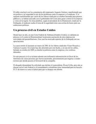 Exparamilitares daban seguridad a la Drummond