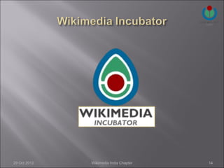29 Oct 2012   Wikimedia India Chapter   14
 