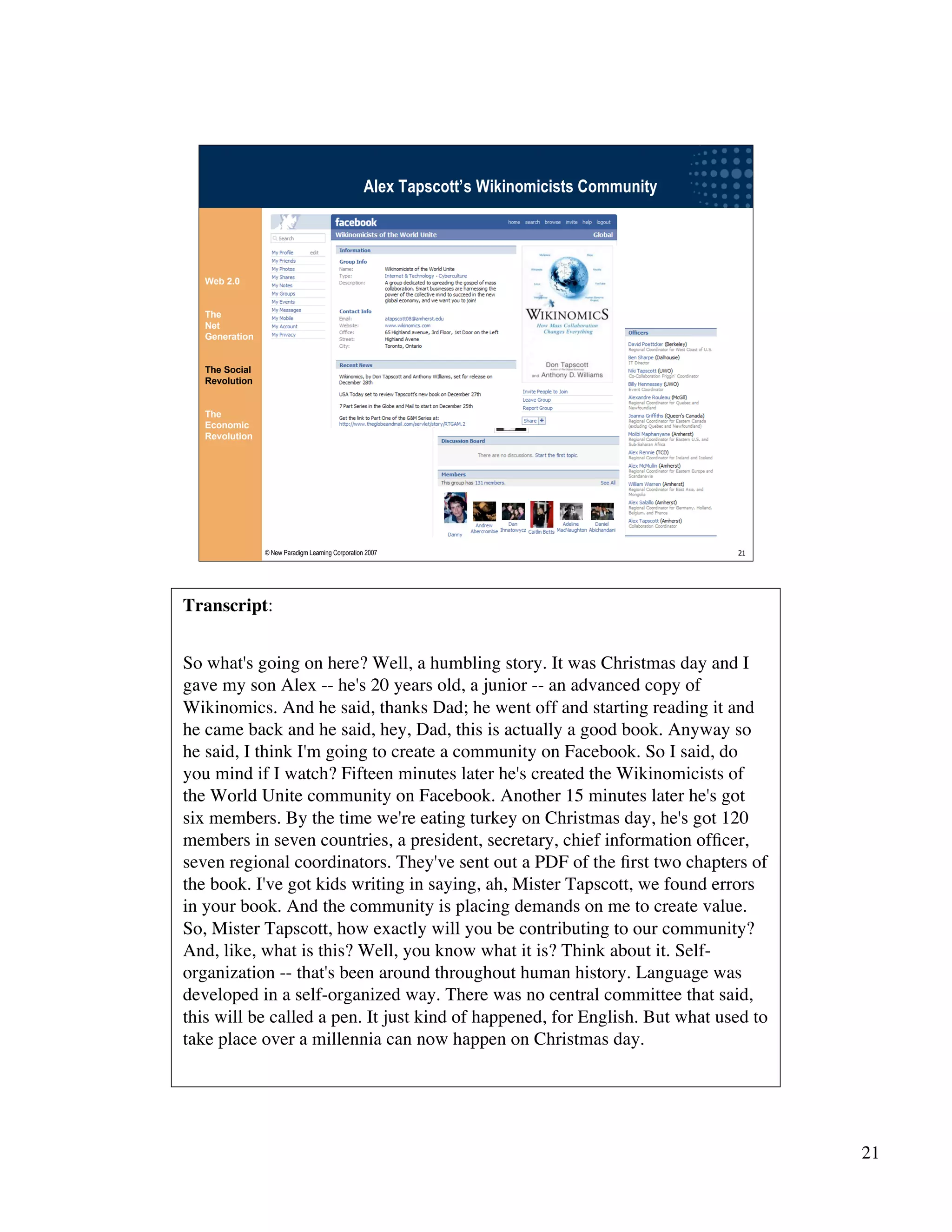 Wikinomics - Winning With The Enterprise 2.0 - with transcript