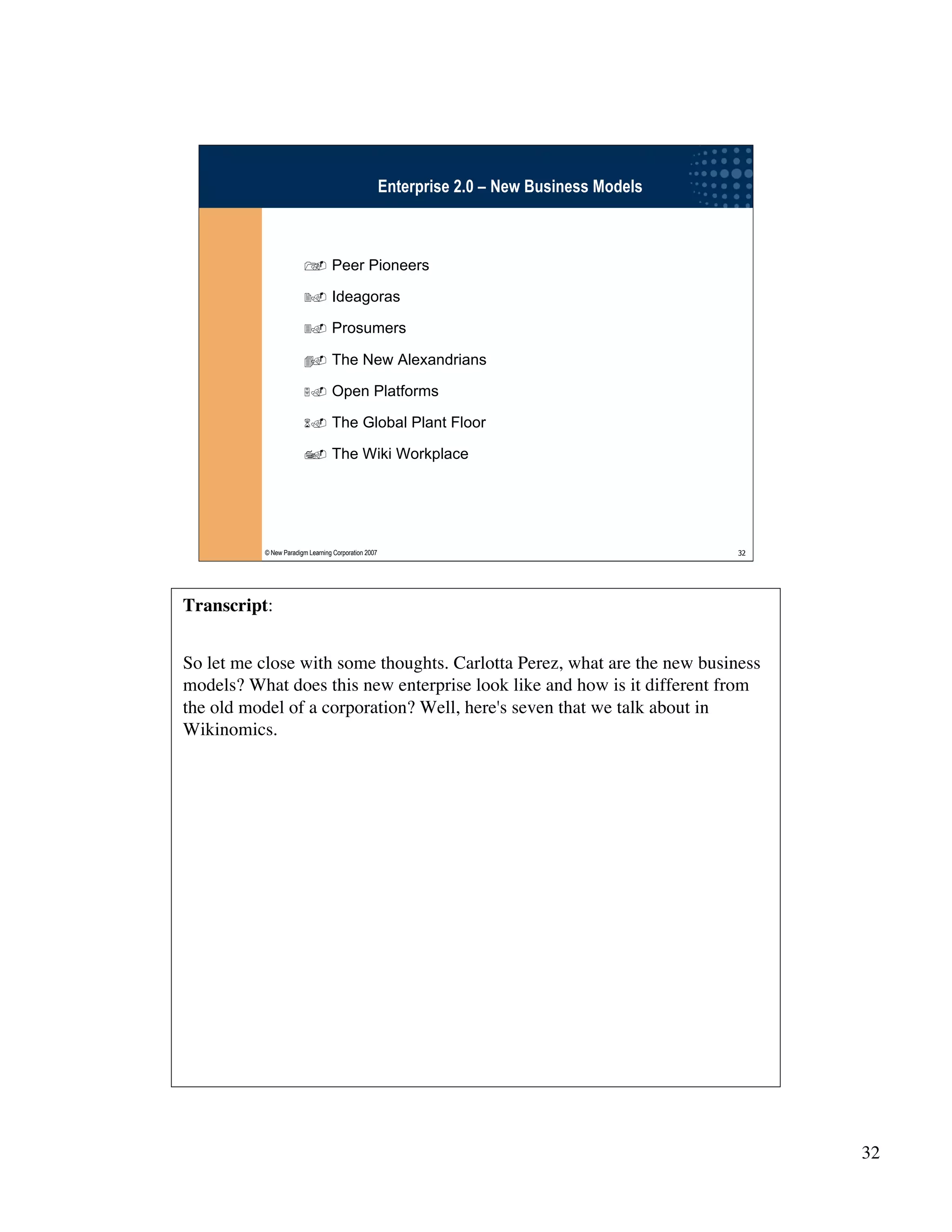 Wikinomics - Winning With The Enterprise 2.0 - with transcript