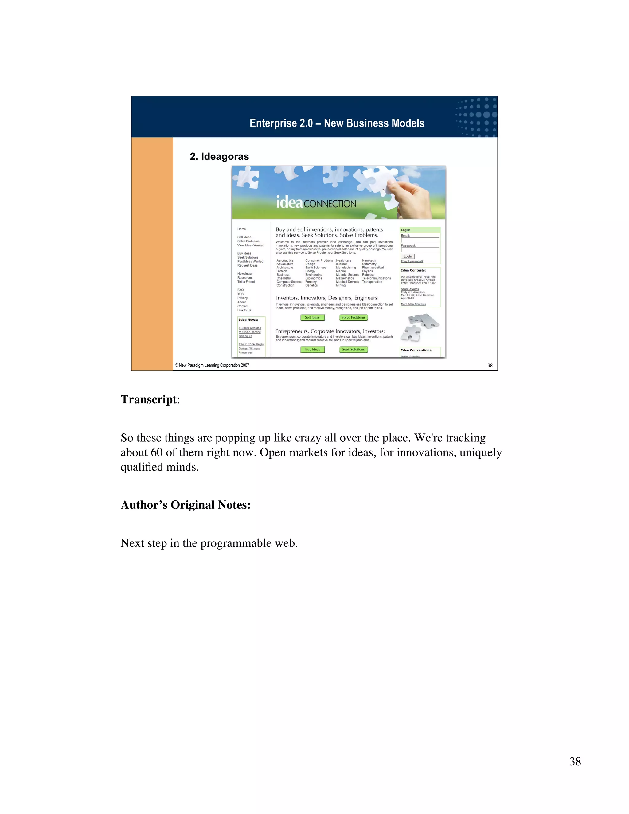 Wikinomics - Winning With The Enterprise 2.0 - with transcript