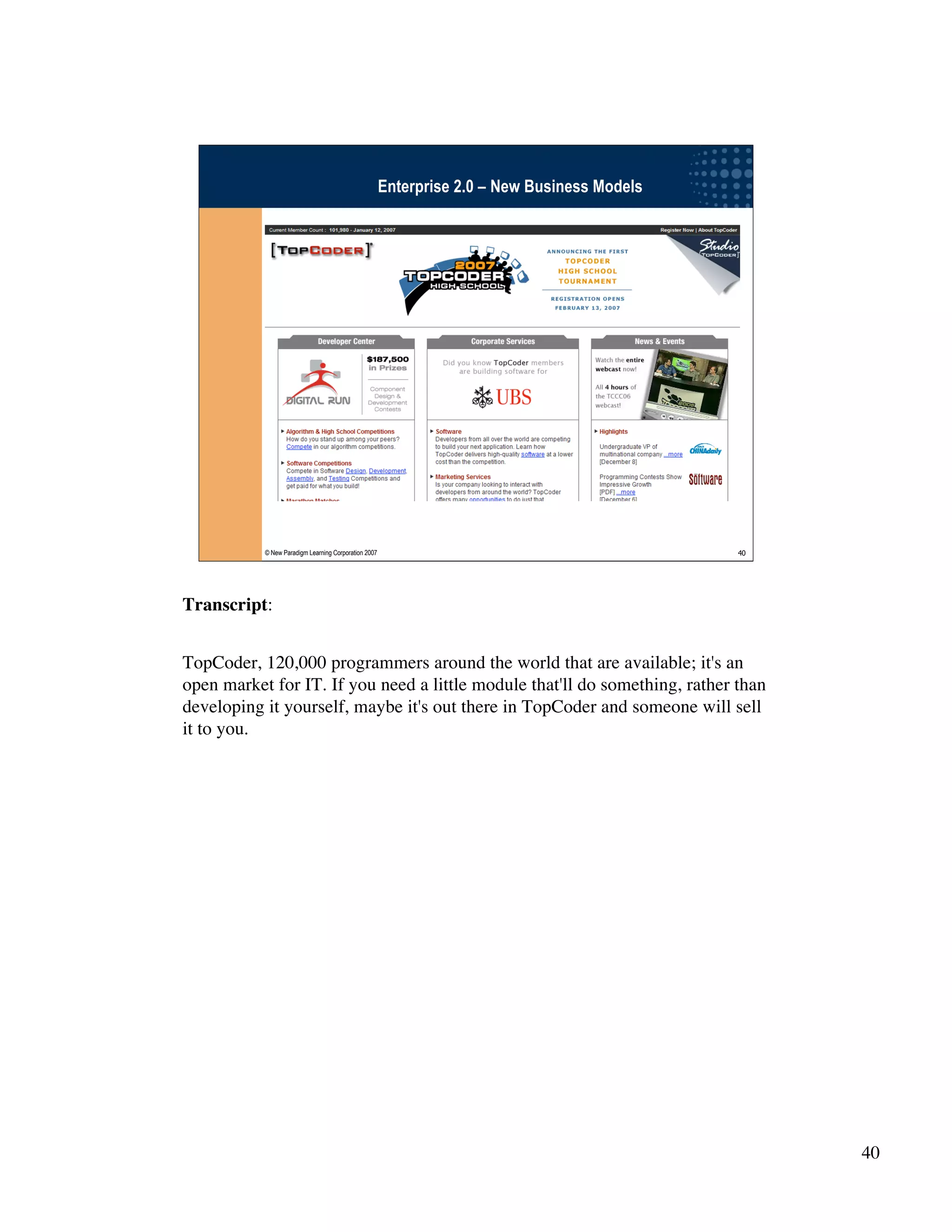 Wikinomics - Winning With The Enterprise 2.0 - with transcript
