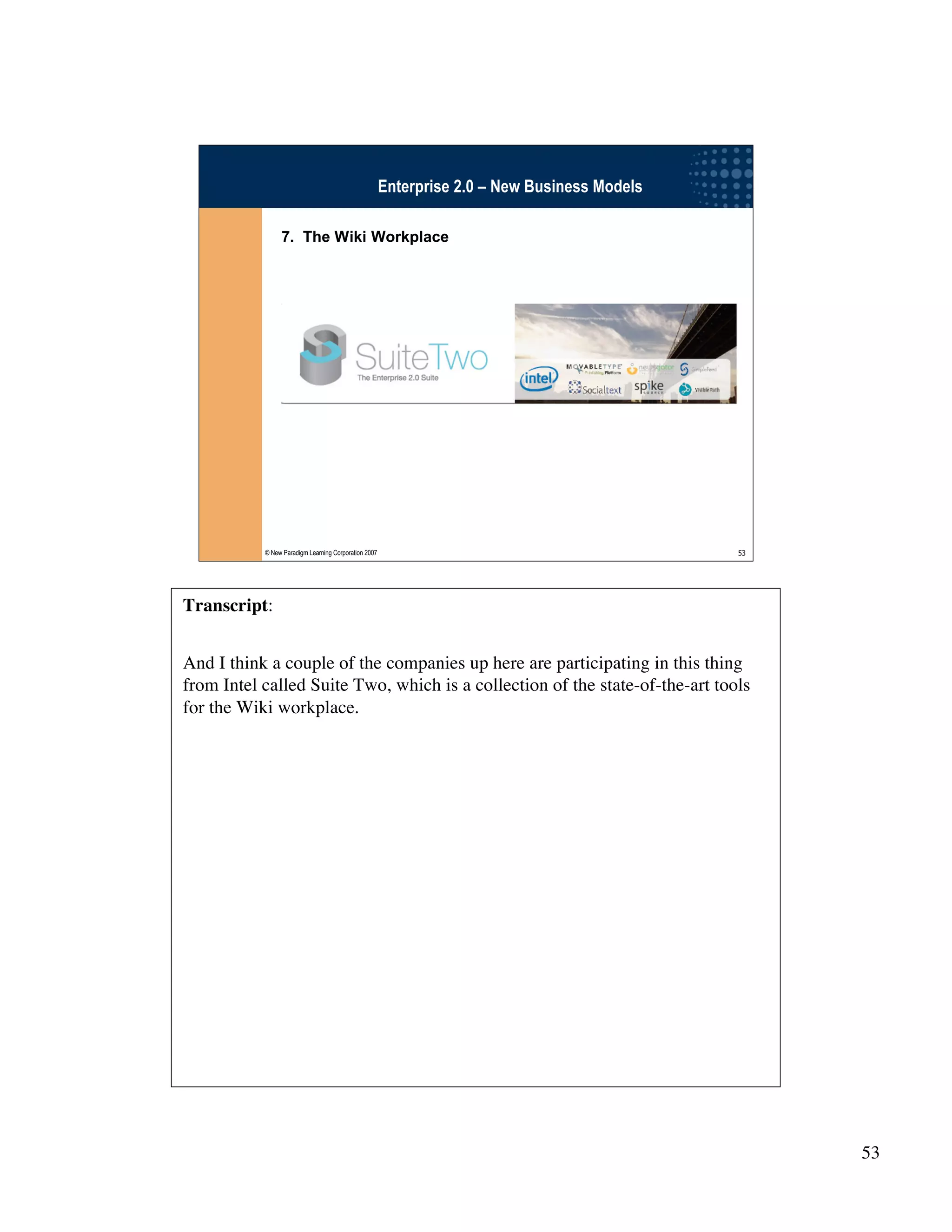 Wikinomics - Winning With The Enterprise 2.0 - with transcript